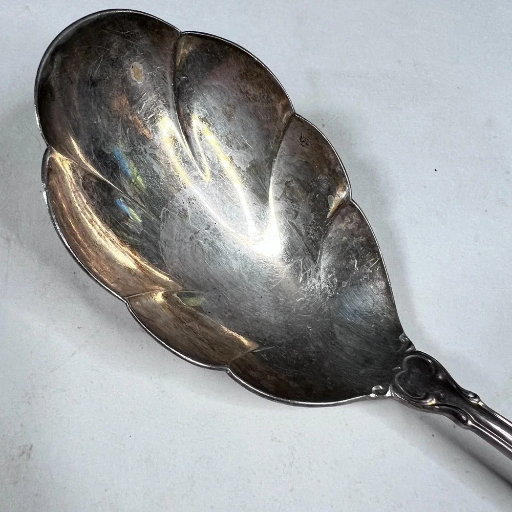 Holmes & Edwards I S Deep Silver Plated Serving Set of 3 Spoon Forks Scalloped
